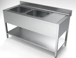 Plonge Inox 2 bacs 1600x700x850 mm - Combisteel - 7333.0850 Plonge Inox 2 bacs 1600x700x850 mm - Combisteel - 7333.0850