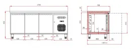 Photo 3 - Table négative 3 portes pleines 402 l - combisteel - 7450.0083 - Combisteel - 7450.0083