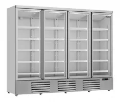 Vitrine murale de supermarché blanche 4 portes vitrées positive 2508 mm - combisteel - 7455.2210 - Combisteel - 7455.2210