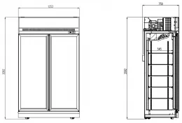 Photo 2 - Vitrine murale de supermarché noire 2 portes vitrées positive 1253 mm - combisteel - 7455.2405 - Combisteel - 7455.2405