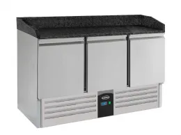Meuble à pizza 3 portes pleines positif avec dessus granit noir - Combisteel - 7950.0061 Meuble à pizza 3 portes pleines positif avec dessus granit noir - Combisteel - 7950.0061