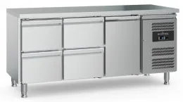 Table desserte réfrigérée 1 porte pleine 4 tiroirs 417 l positive - combisteel - 7950.5175 - Combisteel promo - 7950.5175
