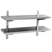 Étagère murale inox double 1600x400 mm avec consoles et crémailleurs - virtus - 8528g - Virtus group - 8528G Étagère murale inox double 1600x400 mm avec consoles et crémailleurs - virtus - 8528g - Virtus group - 8528G