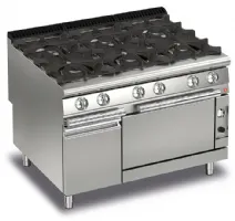 Fourneau gaz sur four gaz et placard neutre - 6 feux vifs - Gamme Queen 900 - Baron - 90QPCFG120