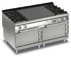 Fourneau 4 feux vifs gaz + plaque coup de feu sur 2 fours électriques - gamme queen 900 - baron - 90qtp2fge163 - Baron - 90QTP2FGE163 Fourneau 4 feux vifs gaz + plaque coup de feu sur 2 fours électriques - gamme queen 900 - baron - 90qtp2fge163 - Baron - 90QTP2FGE163