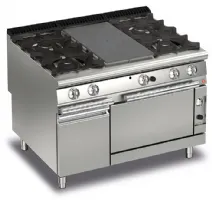 Fourneau 4 feux vifs gaz sur four gaz + placard neutre - Gamme Queen 900 - Baron - 90QTPMFG121 Fourneau 4 feux vifs gaz sur four gaz + placard neutre - Gamme Queen 900 - Baron - 90QTPMFG121