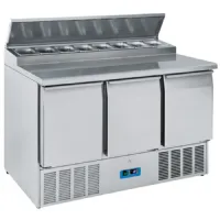 Saladette réfrigérée avec 3 portes pleines, 8 bacs gn 1/6 h=150 mm, positive - virtus - 9709c - Virtus group - 9709C