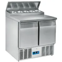 Saladette réfrigérée avec 2 portes pleines, 5 bacs gn 1/6 h=150 mm, positive - virtus - 9718c - Virtus group - 9718C
