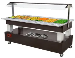 Buffet maintien chaud 6 bacs gastronorm 1/1 couleur bois wengé 2092x660(950)x1370 mm - Diamond - BBM/6N-B1 Buffet maintien chaud 6 bacs gastronorm 1/1 couleur bois wengé 2092x660(950)x1370 mm - Diamond - BBM/6N-B1
