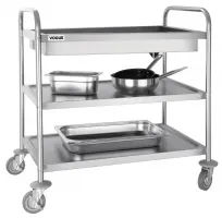 Photo 2 - Chariot de débarrassage inox à plateau profond 3 niveaux 855x535x940 mm - vogue - cc365 - Vogue - CC365