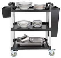 Photo 4 - Chariot de service compact en polypropylène 3 niveaux 880x420x990 mm - vogue - cf101 - Vogue - CF101