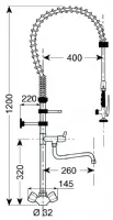 Photo 2 - Douchette mélangeur monotrou avec col de cygne pivotant 260 mm et flexible 1200 mm - gastro m - cw362 - Gastro m - CW362