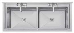 Photo 2 - Évier double bac inox 430 1410x600x900 mm - vogue - cf406 - Vogue - CF406