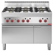 Fourneau gaz sur four triphasé 6 feux 37,2 kW - Gastro M - GN049 Fourneau gaz sur four triphasé 6 feux 37,2 kW - Gastro M - GN049
