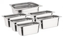 Lot de 6 bacs gastronorme inox capacité 24,7 L - Vogue - S727