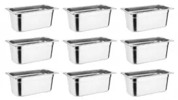 Photo 2 - Lot de 9 bacs gastronorme gn 1/3 inox capacité 33 l - vogue - s729 - Vogue - S729