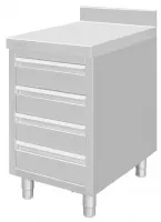 Plan de travail inox avec dosseret 100 mm et 4 tiroirs - vogue - dp276 - Vogue - DP276