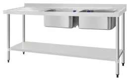 Plonge égouttoir à gauche inox 1800x600x900 mm - vogue - dy828 - Vogue - DY828