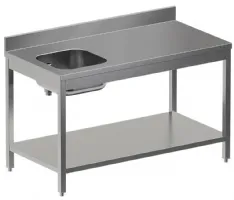 Plonge inox 1 bac à gauche avec dosseret et tablette inférieure 1800x700x850/880(+100) mm - Diamond - TV1871SD-ST7 Plonge inox 1 bac à gauche avec dosseret et tablette inférieure 1800x700x850/880(+100) mm - Diamond - TV1871SD-ST7