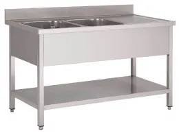 Plonge inox 430 2 bacs à gauche 1600x700x850 mm - Gastro M - GN203 Plonge inox 430 2 bacs à gauche 1600x700x850 mm - Gastro M - GN203