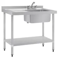 Plonge inox égouttoir à gauche 1000x600x900 mm - vogue - dy821 - Vogue - DY821