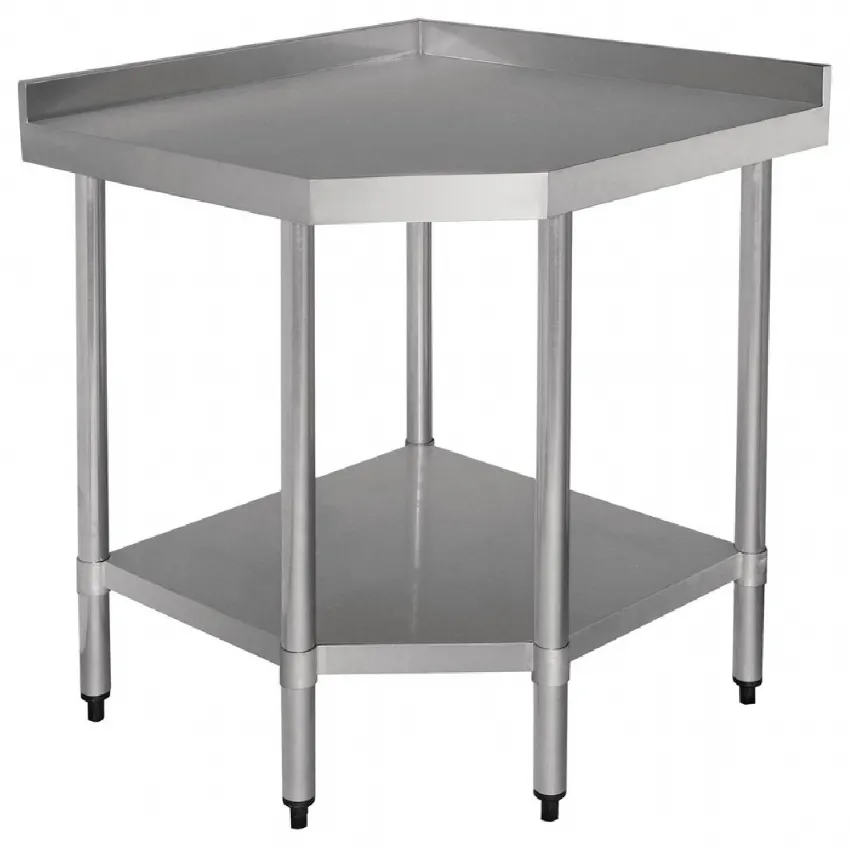 Table d'angle inox 304 avec étagère 900x700x960 mm - vogue - gl278 - Vogue - GL278