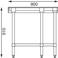 Photo 3 - Table d'angle inox 304 avec étagère 900x700x960 mm - vogue - gl278 - Vogue - GL278