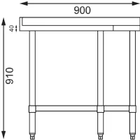 Photo 4 - Table d'angle inox 304 avec étagère 900x700x960 mm - vogue - gl278 - Vogue - GL278