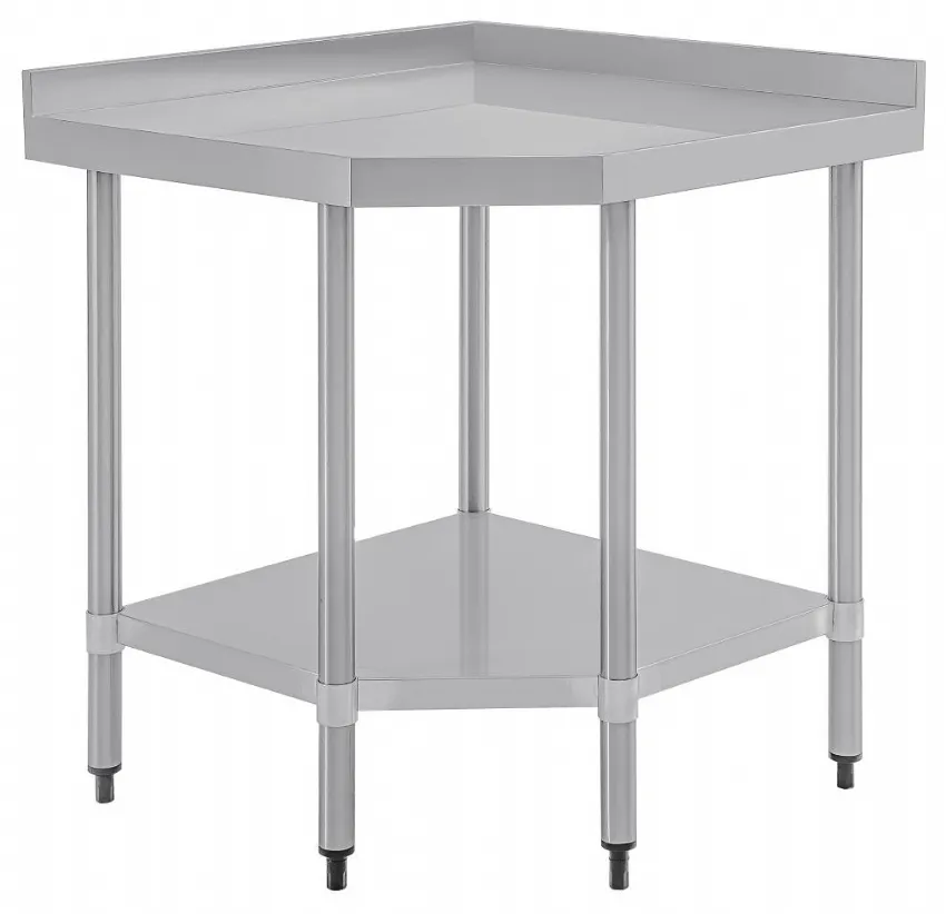 Table d'angle inox 304 sans dosseret avec étagère 800x600x900 mm - vogue - cb907 - Vogue - CB907