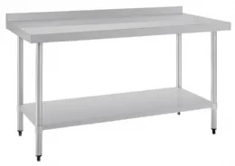 Photo 4 - Table de préparation en acier inoxydable 430 avec dosseret et étagère 1500x600x960 mm - vogue - t382 - Vogue - T382
