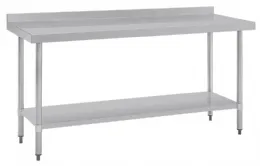 Photo 2 - Table de préparation en acier inoxydable 430 avec dosseret et étagère 1800x600x960 mm - vogue - t383 - Vogue - T383