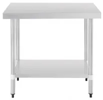 Photo 2 - Table de préparation inox 304 sans rebord avec étagère 900x600x900 mm - vogue - t375 - Vogue - T375