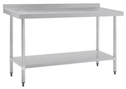 Photo 2 - Table de travail inox 430 avec dosseret et étagère 1500x700x900 mm - vogue - gj508 - Vogue - GJ508