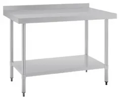 Table de travail inox avec dosseret et étagère 1200x700x900 mm - Vogue - GJ507 Table de travail inox avec dosseret et étagère 1200x700x900 mm - Vogue - GJ507