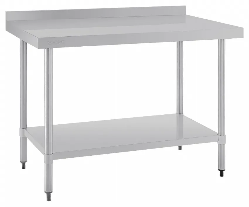 Table de travail inox avec dosseret et étagère 1200x700x900 mm - vogue - gj507 - Vogue - GJ507