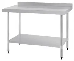 Photo 3 - Table de travail inox avec dosseret et étagère 1200x700x900 mm - vogue - gj507 - Vogue - GJ507