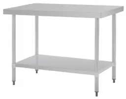 Table en acier inoxydable 430 sans rebord avec étagère 1200x700x900 mm - Vogue - GJ502 - Vogue - GJ502