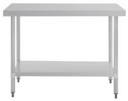 Photo 2 - Table en acier inoxydable 430 sans rebord avec étagère 1200x700x900 mm - vogue - gj502 - Vogue - GJ502