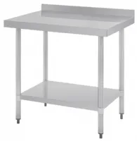 Table en acier inoxydable avec dosseret, étagère et dimensions 900x700x900 mm - vogue - gj506 - Vogue - GJ506