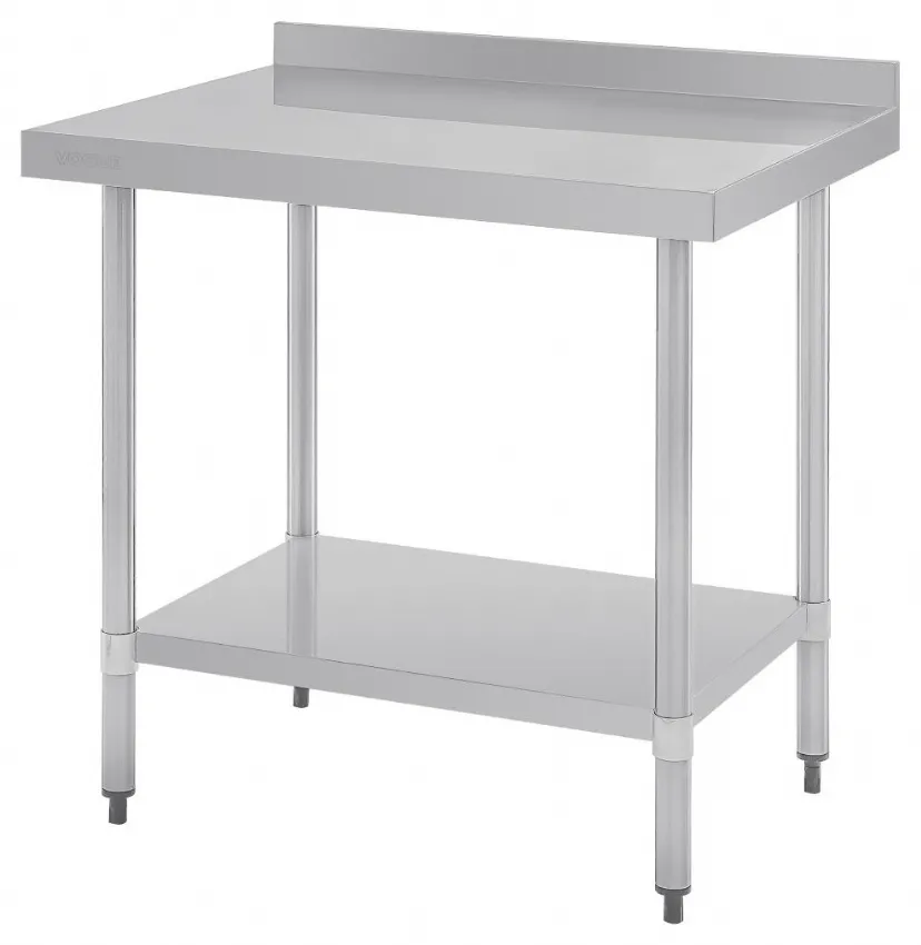 Table en acier inoxydable avec dosseret, étagère et dimensions 900x700x900 mm - vogue - gj506 - Vogue - GJ506
