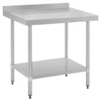 Photo 3 - Table en acier inoxydable avec dosseret, étagère et dimensions 900x700x900 mm - vogue - gj506 - Vogue - GJ506