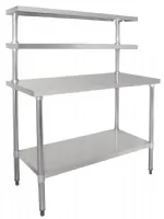 Table inox 430 avec dosseret et 2 étagères supérieures 1800x600x1500 mm - vogue - cc360 - Vogue - CC360