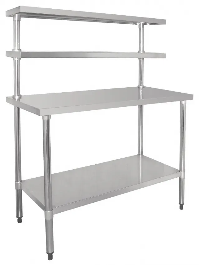 Table inox 430 avec dosseret et 2 étagères supérieures 1800x600x1500 mm - vogue - cc360 - Vogue - CC360