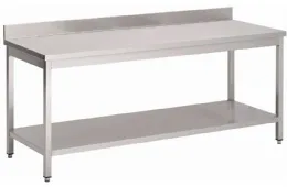 Table inox 430 avec dosseret et étagère basse 1000x700x890 mm - Gastro M - GN131