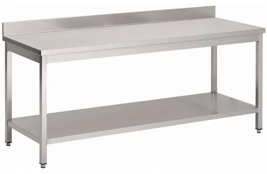 Table inox 430 avec dosseret et étagère basse 1600x700x890 mm - gastro m - gn135 - Gastro m - GN135