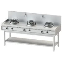 Fourneau wok à gaz avec étagère, 3 brûleurs, 39 kw, 2 robinets pour l'eau - virtus - aha0003 - Virtus group - AHA0003