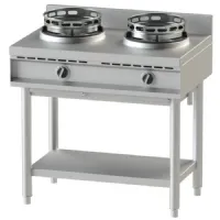 Fourneau wok à gaz avec étagère, 2 zones 26 kw - virtus - aha0018 - Virtus group - AHA0018