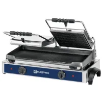 Paninis gril contact double avec 2 plaques en fonte rainurées, 550x245 mm, 3.6 kw - virtus - aja0002 - Virtus group - AJA0002