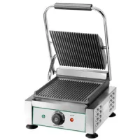 Paninis gril contact simple avec plaque en fonte rainurée 230x240 mm - virtus - aja0044 - Virtus group - AJA0044