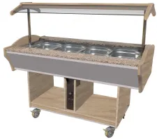 Buffet bain-marie central chauffant 4 GN 1/1-150, +30/+90°C, porte-assiettes granit - l2g - B1604BA - L2G - B1604BA